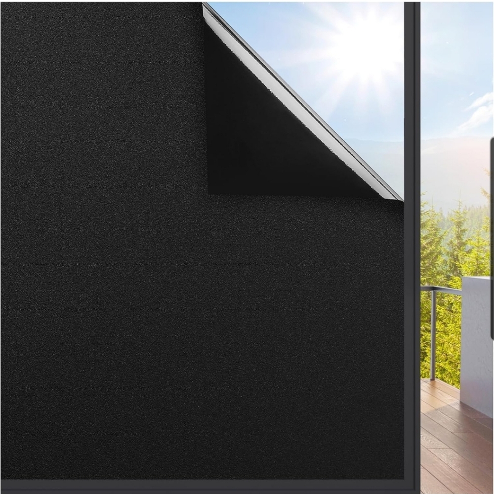 Total Blackout Window Film Privacy Room Darkening Frosted Glass Window